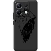 Черный чехол BoxFace Poco X6 5G Wolf and Raven