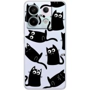 Прозрачный чехол BoxFace Xiaomi Redmi Note 13 5G с 3D-глазками Black Kitty