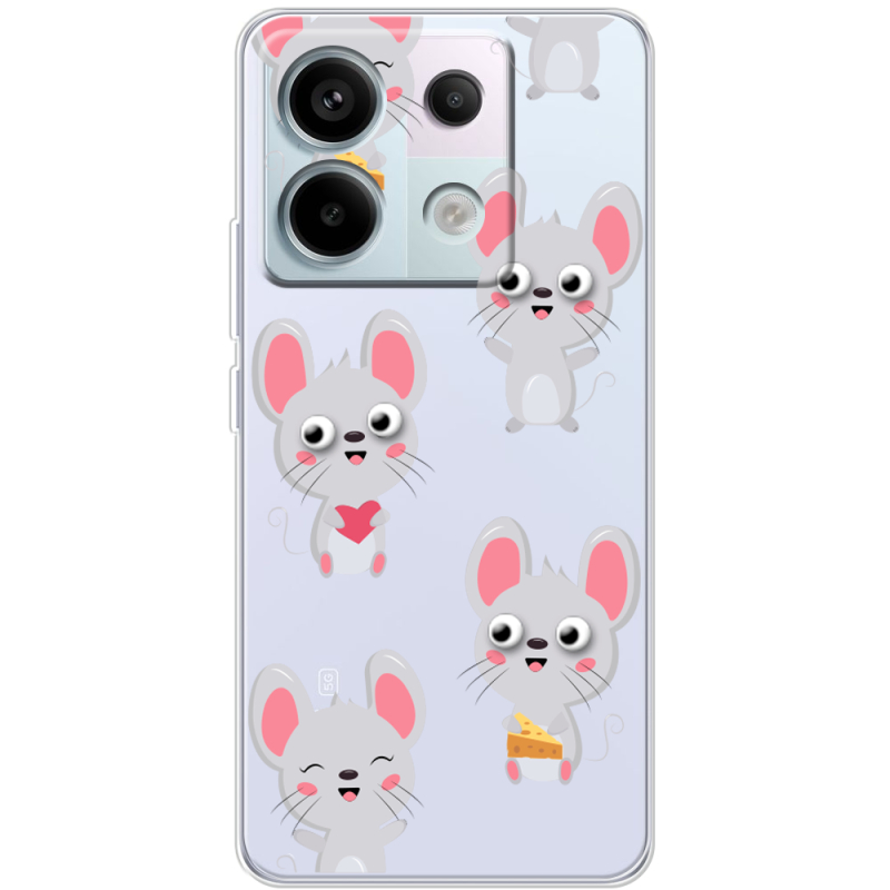 Прозрачный чехол BoxFace Xiaomi Redmi Note 13 5G с 3D-глазками Mouse