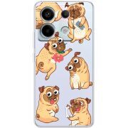 Прозрачный чехол BoxFace Xiaomi Redmi Note 13 5G с 3D-глазками Pug