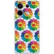 Прозрачный чехол BoxFace Xiaomi Redmi Note 13 5G Hippie Flowers