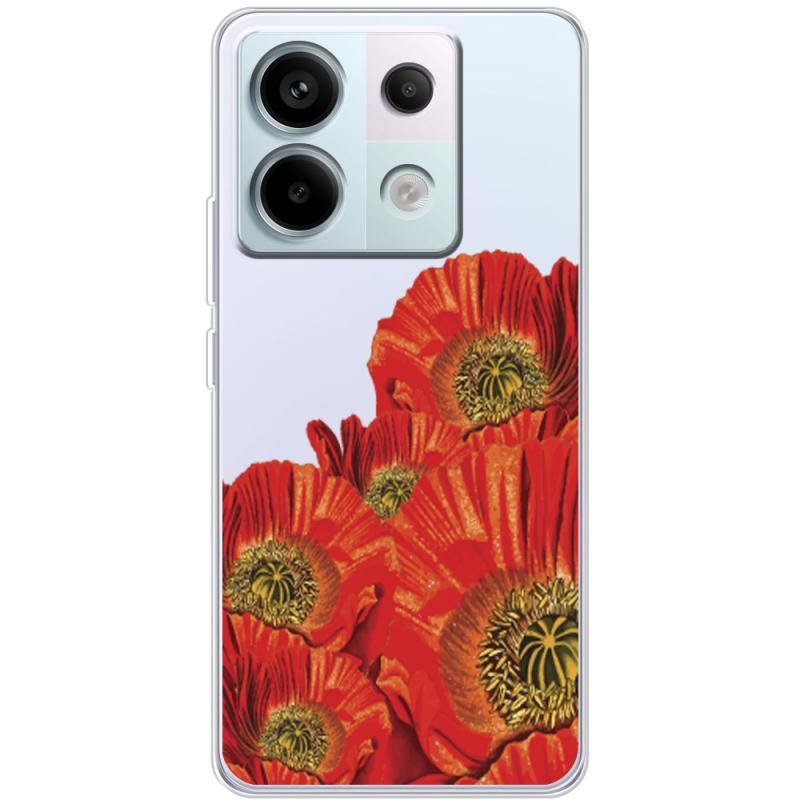 Прозрачный чехол BoxFace Xiaomi Redmi Note 13 5G Red Poppies