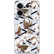 Прозрачный чехол BoxFace Xiaomi Redmi Note 13 5G Cotton flowers