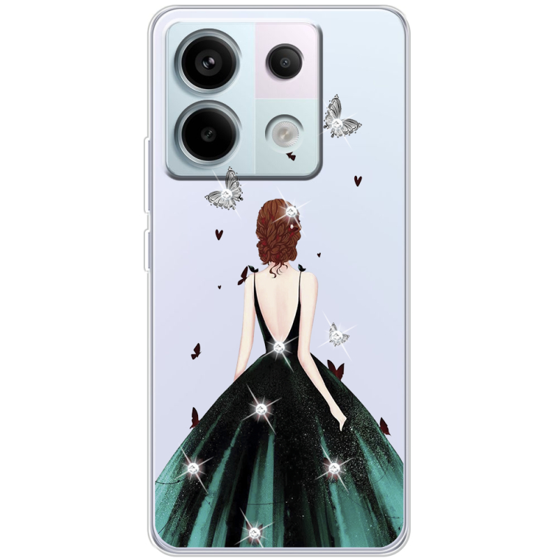 Чехол со стразами BoxFace Xiaomi Redmi Note 13 5G Girl in the green dress