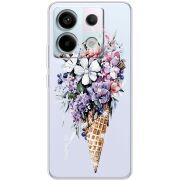 Чехол со стразами BoxFace Xiaomi Redmi Note 13 5G Ice Cream Flowers