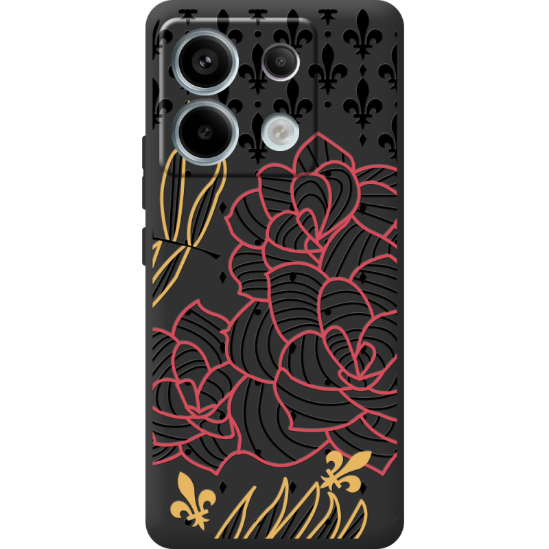 Черный чехол BoxFace Xiaomi Redmi Note 13 5G FranceFlowers