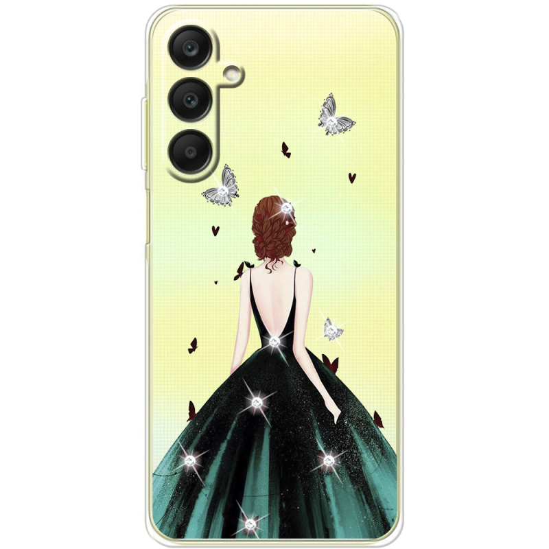 Чехол со стразами Samsung Galaxy A25 (A256) Girl in the green dress