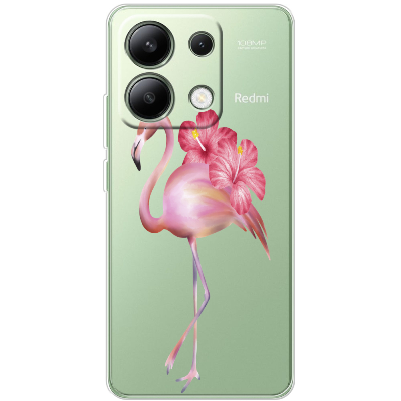 Прозрачный чехол BoxFace Xiaomi Redmi Note 13 4G Floral Flamingo