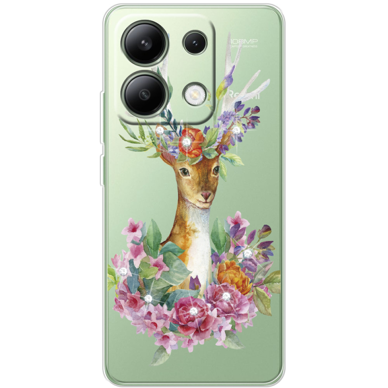 Чехол со стразами BoxFace Xiaomi Redmi Note 13 4G Deer with flowers