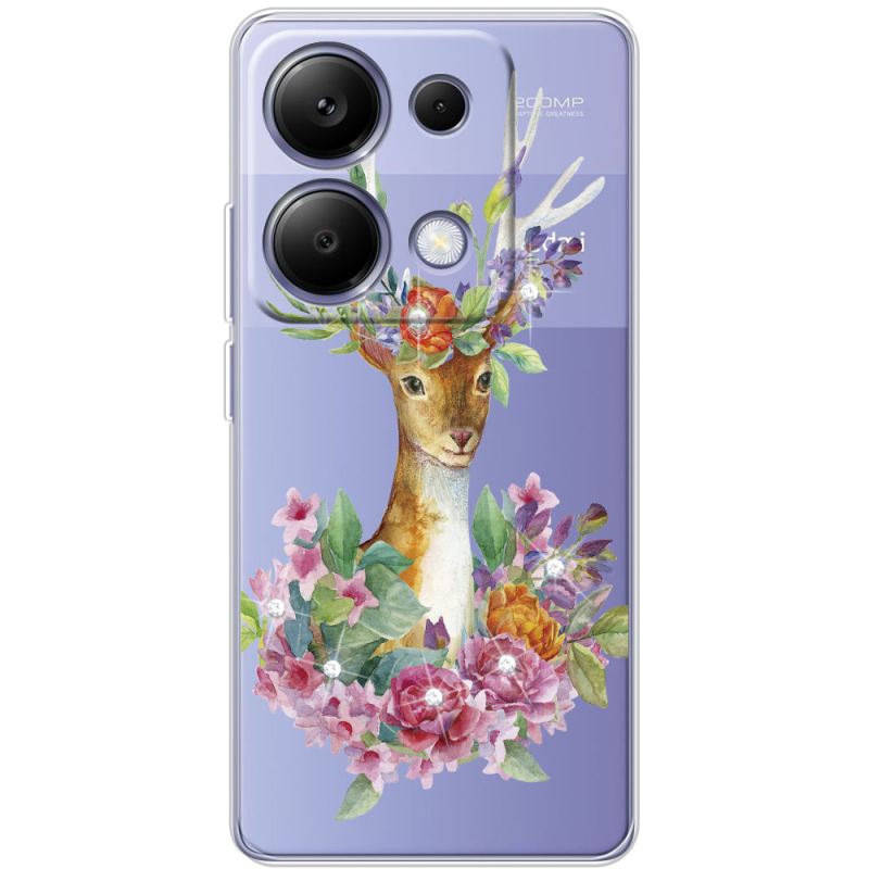 Чехол со стразами BoxFace Xiaomi Redmi Note 13 Pro 4G Deer with flowers