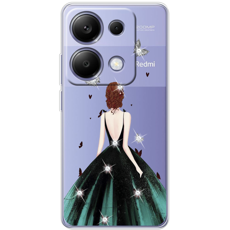 Чехол со стразами BoxFace Xiaomi Redmi Note 13 Pro 4G Girl in the green dress