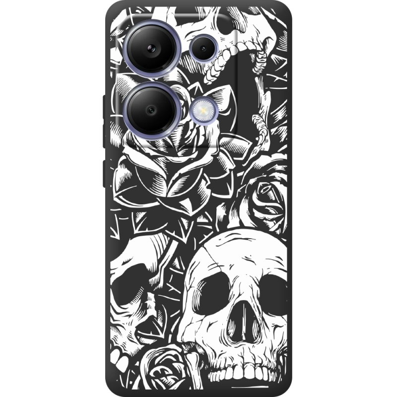 Черный чехол  BoxFace Xiaomi Redmi Note 13 Pro 4G Skull and Roses