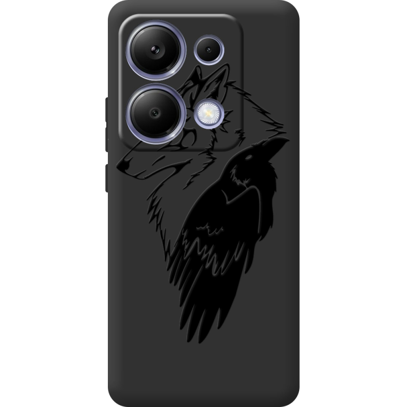 Черный чехол  BoxFace Xiaomi Redmi Note 13 Pro 4G Wolf and Raven