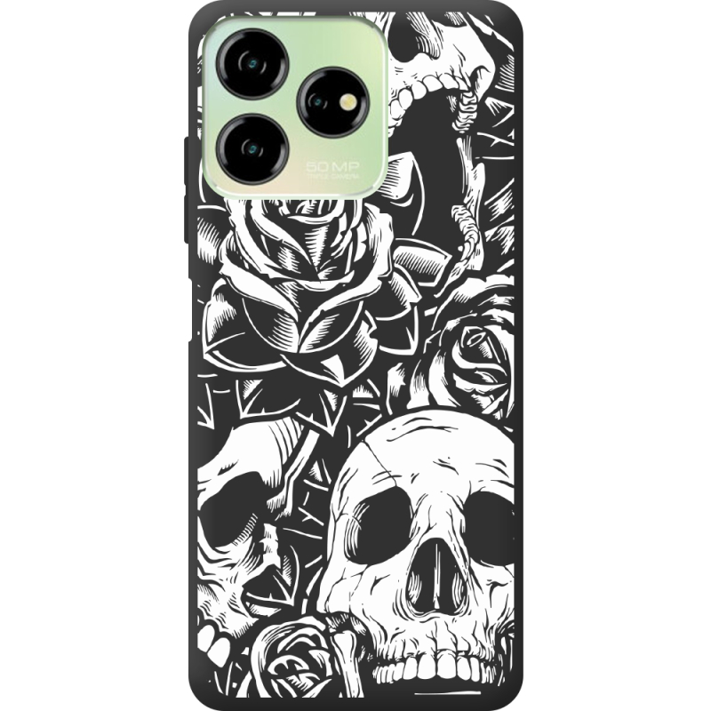 Черный чехол BoxFace ZTE Blade V50 Design 4G Skull and Roses