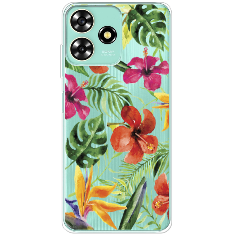 Прозрачный чехол BoxFace ZTE Blade A73 4G Tropical Flowers