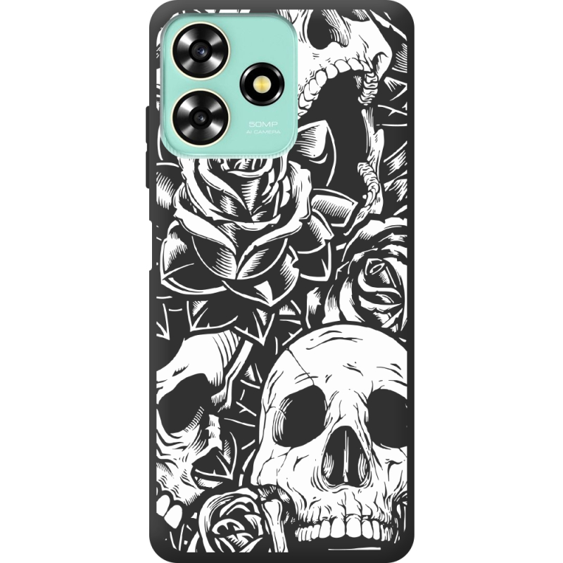 Черный чехол BoxFace ZTE Blade A73 4G Skull and Roses