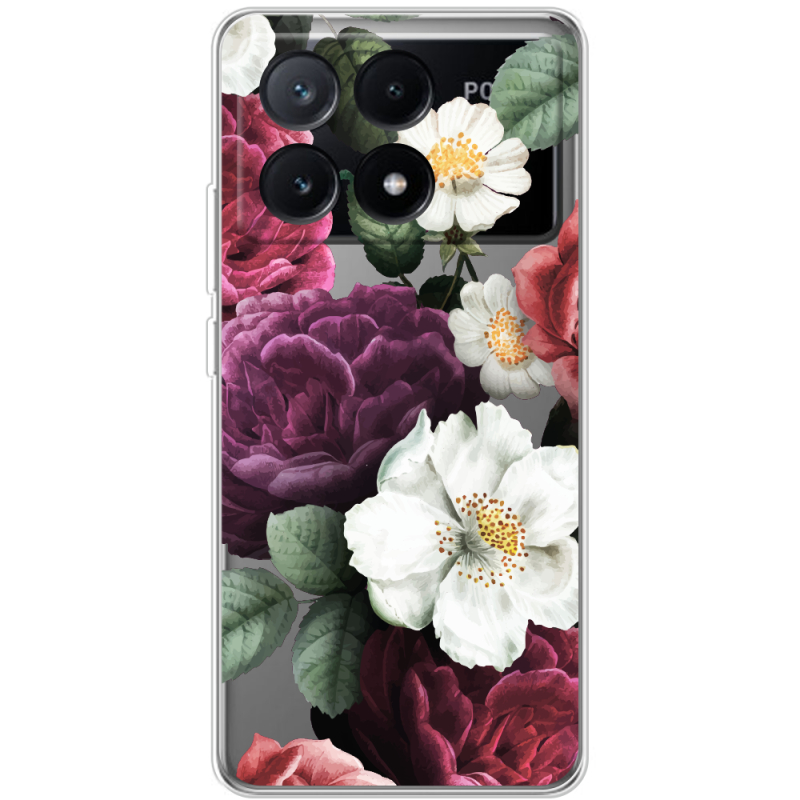 Прозрачный чехол BoxFace Xiaomi Poco X6 Pro 5G Floral Dark Dreams