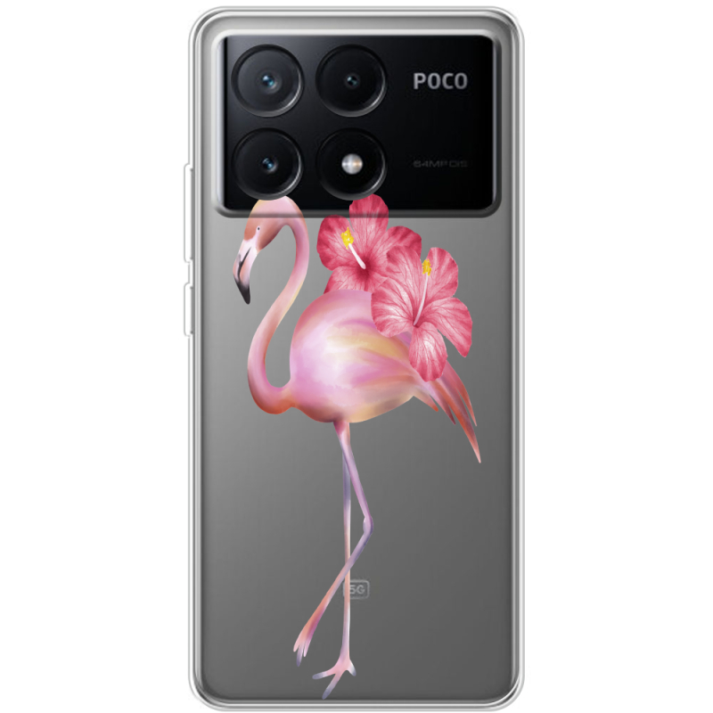 Прозрачный чехол BoxFace Xiaomi Poco X6 Pro 5G Floral Flamingo