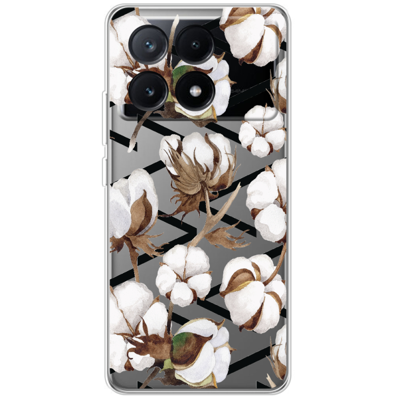 Прозрачный чехол BoxFace Xiaomi Poco X6 Pro 5G Cotton flowers