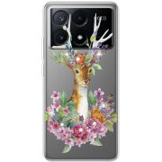 Чехол со стразами Xiaomi Poco X6 Pro 5G Deer with flowers
