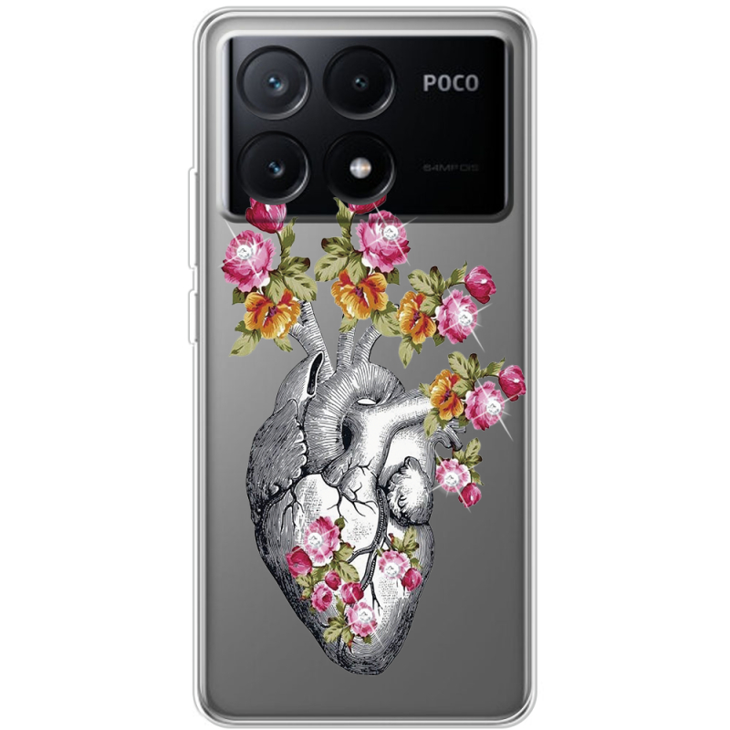 Чехол со стразами Xiaomi Poco X6 Pro 5G Heart