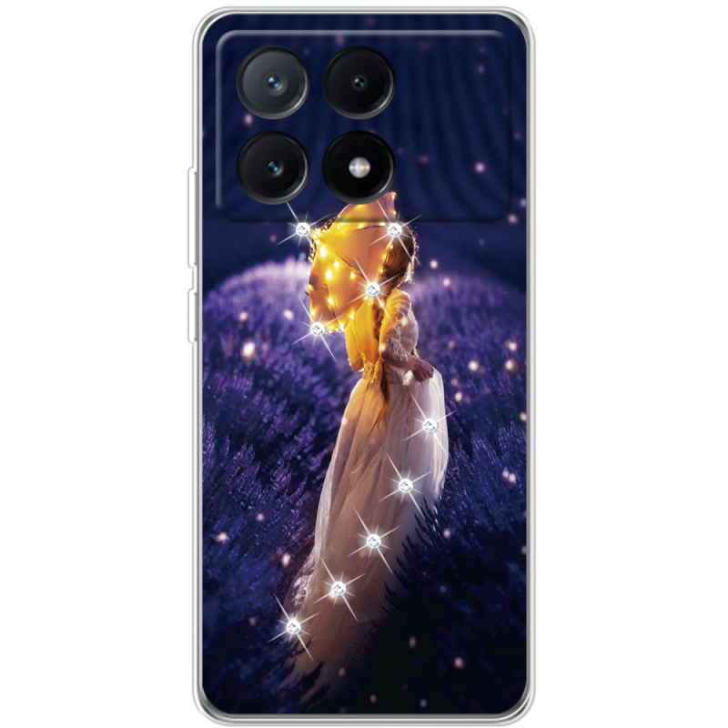 Чехол со стразами Xiaomi Poco X6 Pro 5G Girl with Umbrella