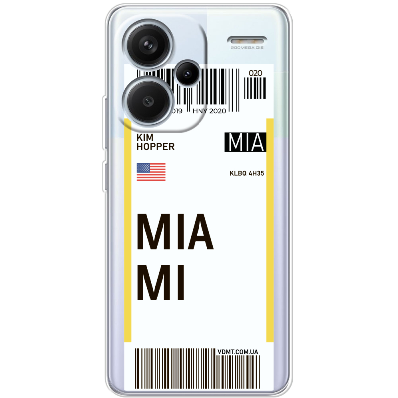Прозрачный чехол BoxFace Xiaomi Redmi Note 13 Pro Plus 5G Ticket Miami