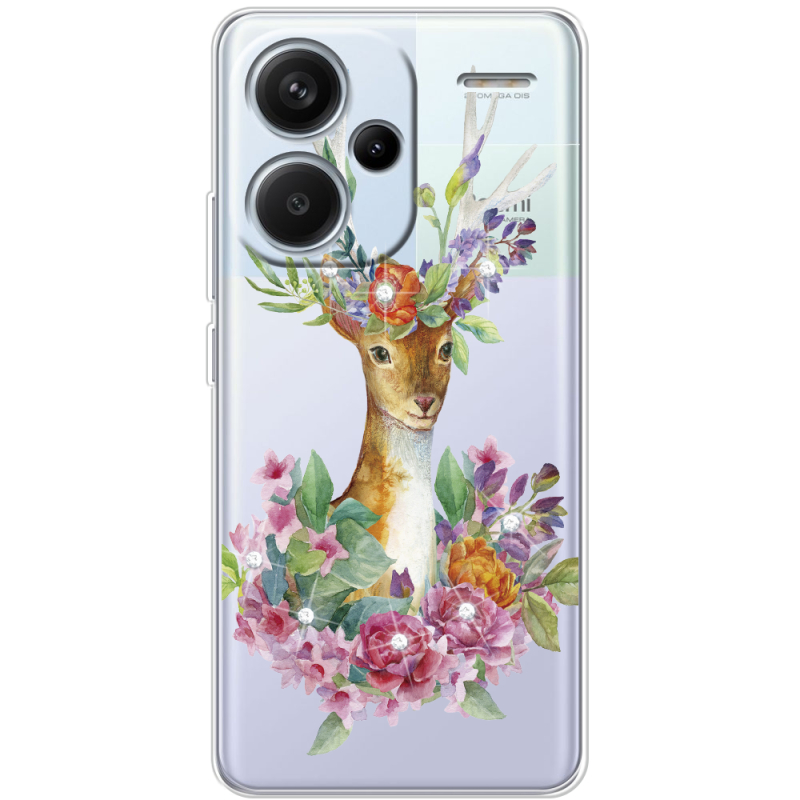 Чехол со стразами BoxFace Xiaomi Redmi Note 13 Pro Plus 5G Deer with flowers