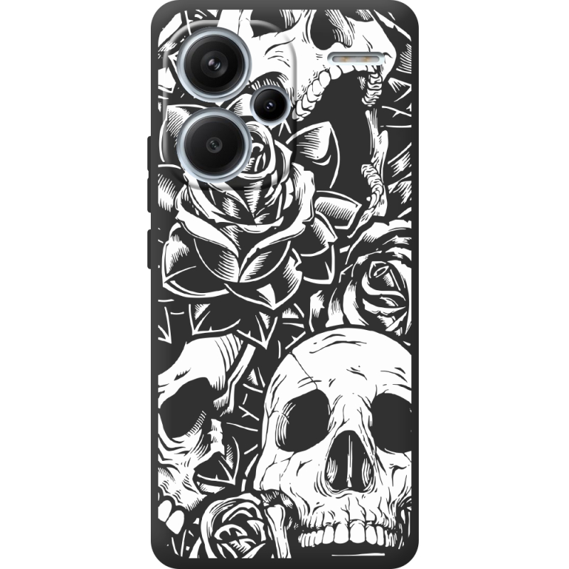 Черный чехол BoxFace Xiaomi Redmi Note 13 Pro Plus 5G Skull and Roses