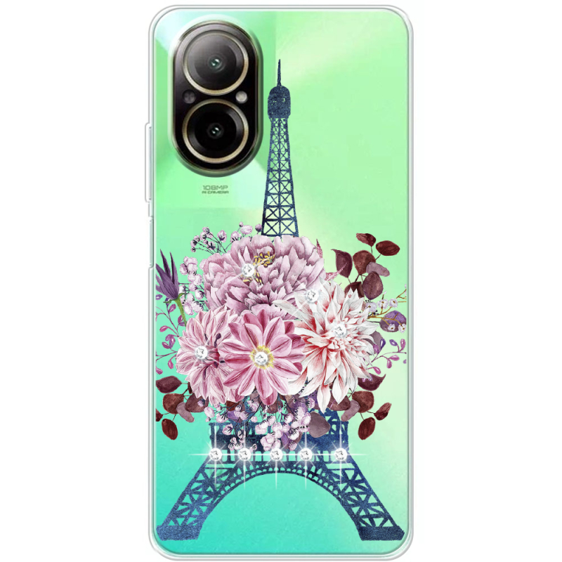 Чехол со стразами Realme C67 Eiffel Tower