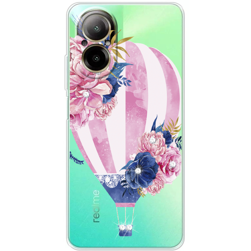 Чехол со стразами Realme C67 Pink Air Baloon