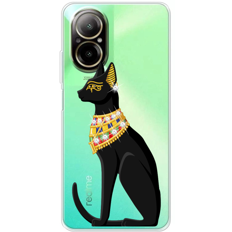 Чехол со стразами Realme C67 Egipet Cat