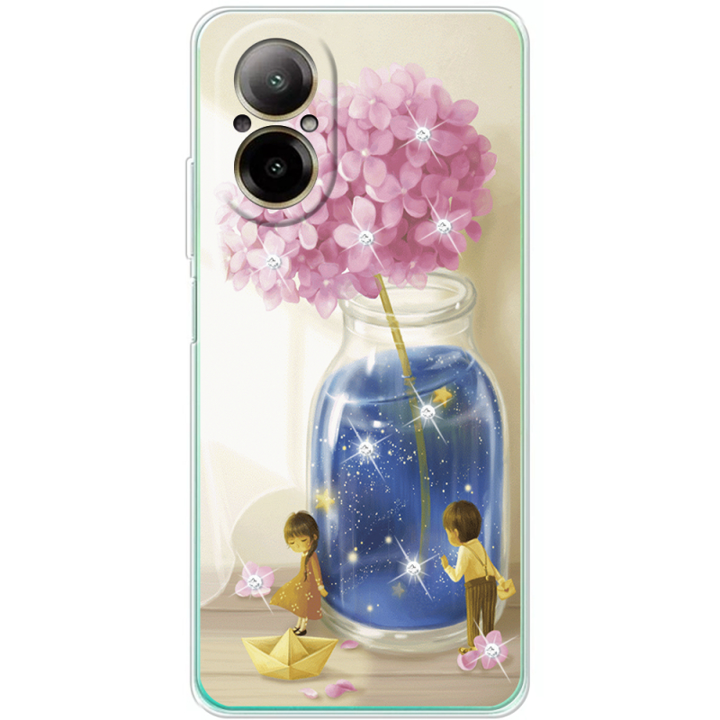 Чехол со стразами Realme C67 Little Boy and Girl