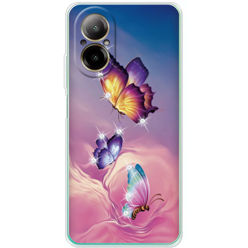 Чехол со стразами Realme C67 Butterflies