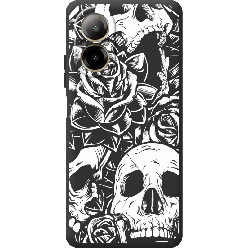 Черный чехол BoxFace Realme C67 Skull and Roses