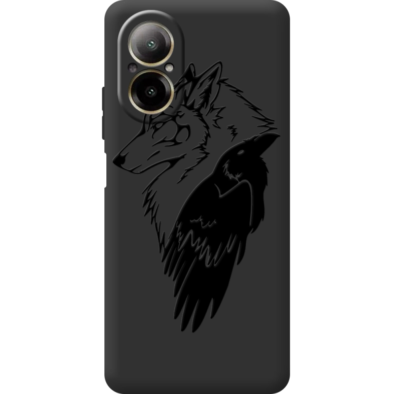 Черный чехол BoxFace Realme C67 Wolf and Raven