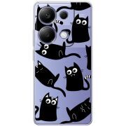 Прозрачный чехол BoxFace Poco M6 Pro с 3D-глазками Black Kitty