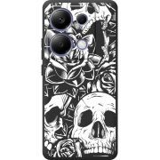 Черный чехол BoxFace Poco M6 Pro Skull and Roses