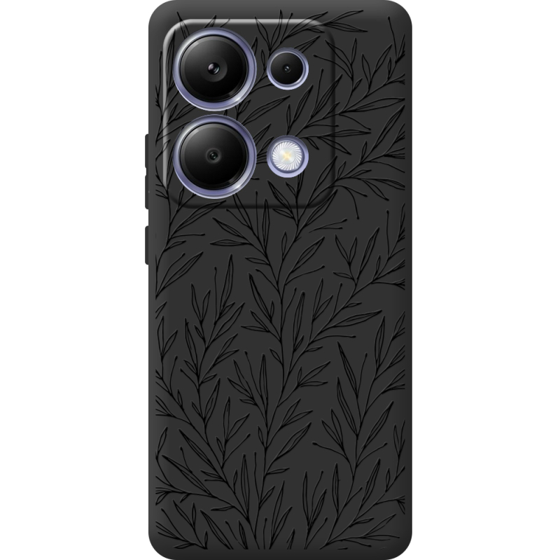 Черный чехол BoxFace Poco M6 Pro Leaves