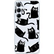 Прозрачный чехол BoxFace Samsung Galaxy A35 5G (A356) с 3D-глазками Black Kitty