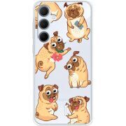 Прозрачный чехол BoxFace Samsung Galaxy A35 5G (A356) с 3D-глазками Pug