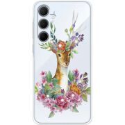 Чехол со стразами Samsung Galaxy A35 5G (A356) Deer with flowers
