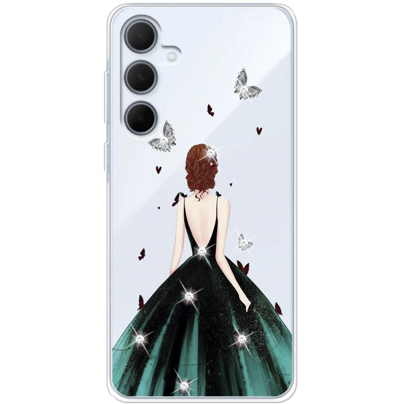 Чехол со стразами Samsung Galaxy A35 5G (A356) Girl in the green dress