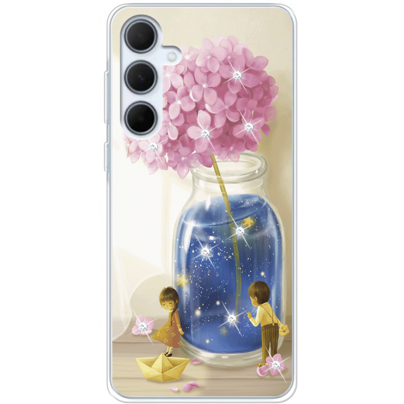 Чехол со стразами Samsung Galaxy A35 5G (A356) Little Boy and Girl