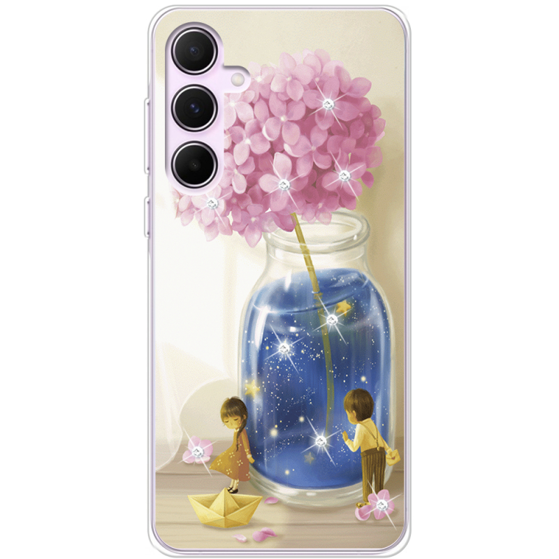 Чехол со стразами Samsung Galaxy A55 5G (A556) Little Boy and Girl