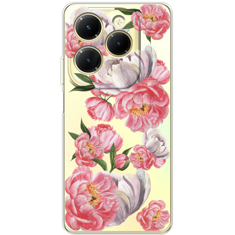 Прозрачный чехол BoxFace Infinix Hot 40 Peony Watercolor Style