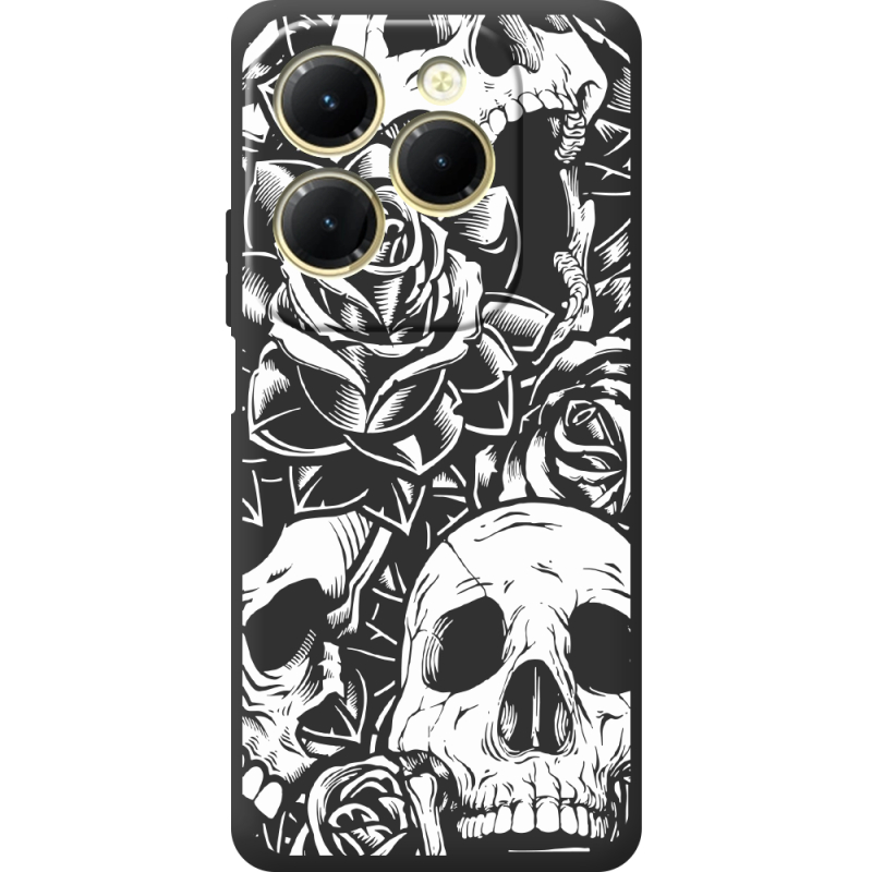 Черный чехол BoxFace Infinix Hot 40 Skull and Roses