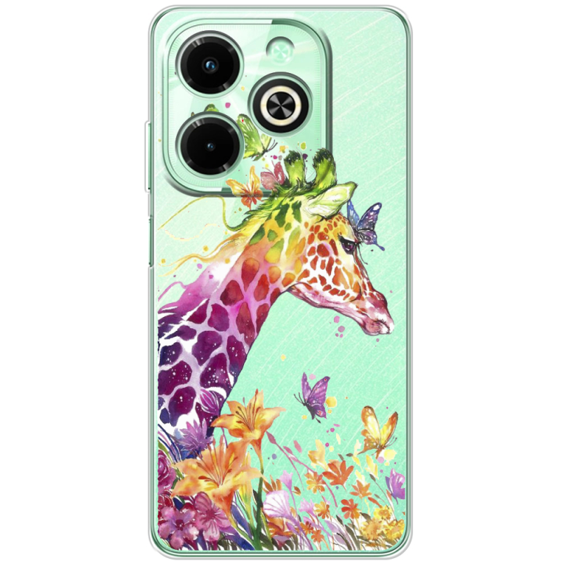 Прозрачный чехол BoxFace Infinix Hot 40i Colorful Giraffe