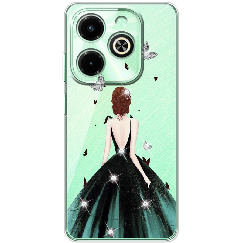 Чехол со стразами Infinix Hot 40i Girl in the green dress