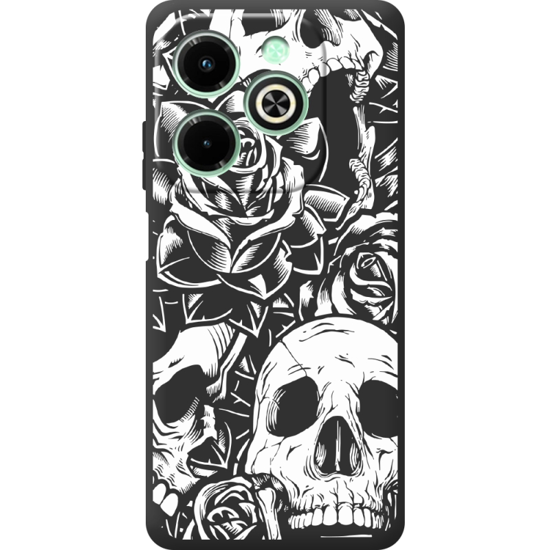 Черный чехол BoxFace Infinix Hot 40i Skull and Roses